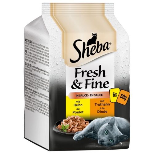 Sheba Fresh & Fine megapack 6x50 g - Csirke és Pulyka szószban 