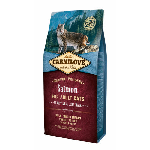 Carnilove Cat Adult Lazac – Sensitive és Hosszú szőrre 6kg