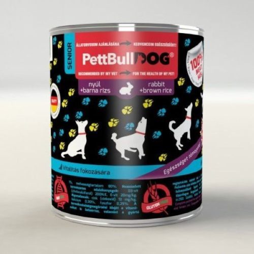 PettBulldog Senior nyúl barna rizzsel kutyaeledel 800g