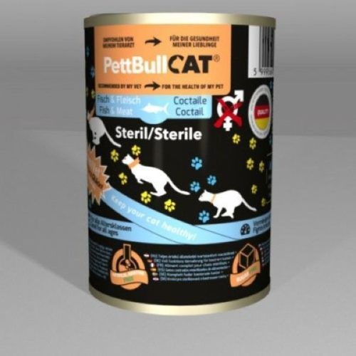 PettBullCat Steril Hal és Hús Cocktail Ivartalanított cicáknak 12x400g
