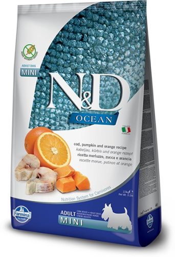 Farmina N & D Dog Ocean Adult mini tőkehal, narancs és sütőtök 800g