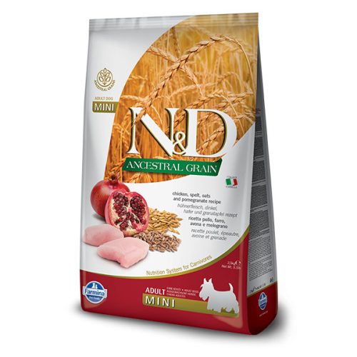 Farmina N & D Dog Ancestral Grain Adult mini zab, tönköly, csirke és gránátalma 2,5kg