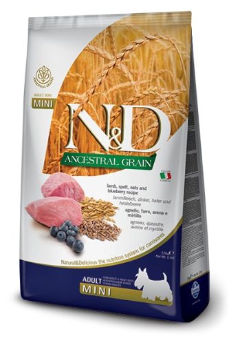 Farmina N & D Dog Ancestral Grain Adult mini zab, tönköly, bárány és áfonya 2,5kg