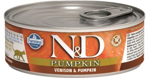 Farmina N & D Cat Pumpkin konzerv, sütőtök, szarvas 80g